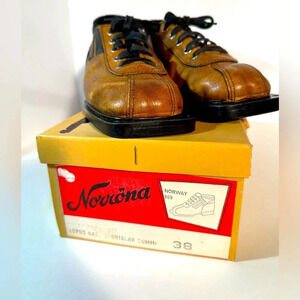 Vtg Norrona All-Leather Norway 909 Nordic Norm 3 pin Ski Shoes EU Size 38 75 MM